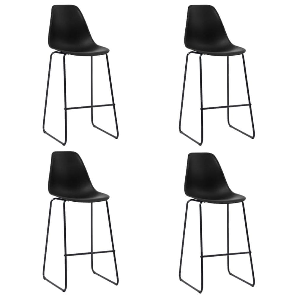 Vidaxl Barové stoličky 4 ks, čierne, plast